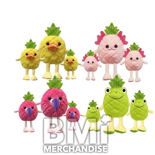 24PC 13INCH PINEAPPLE PETS ASSORTED PLUSH CRANE KIT